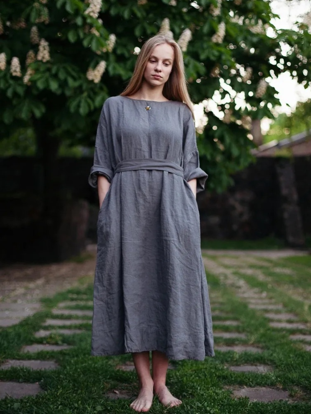 La Petite Alice Dress Helen with Long Sleeves- Midnight Weave - One Size Petite